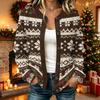 Women's Casual Christmas Print Long Sleeve Open Front Cardigan Jacket for Fall and Winter