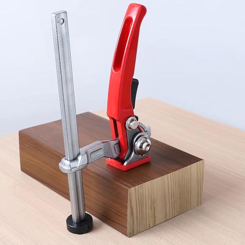 Ratchet Handle Woodworking Bench Clamp, Secure Desktop Hold-Down for 16-28mm Holes, Sturdy Quick-Release Tool