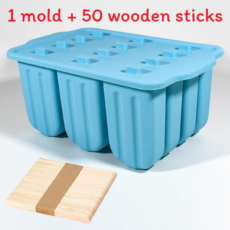 Silicone Ice Cream Molds 12cavity With Lids For Homemade Frozen Treats