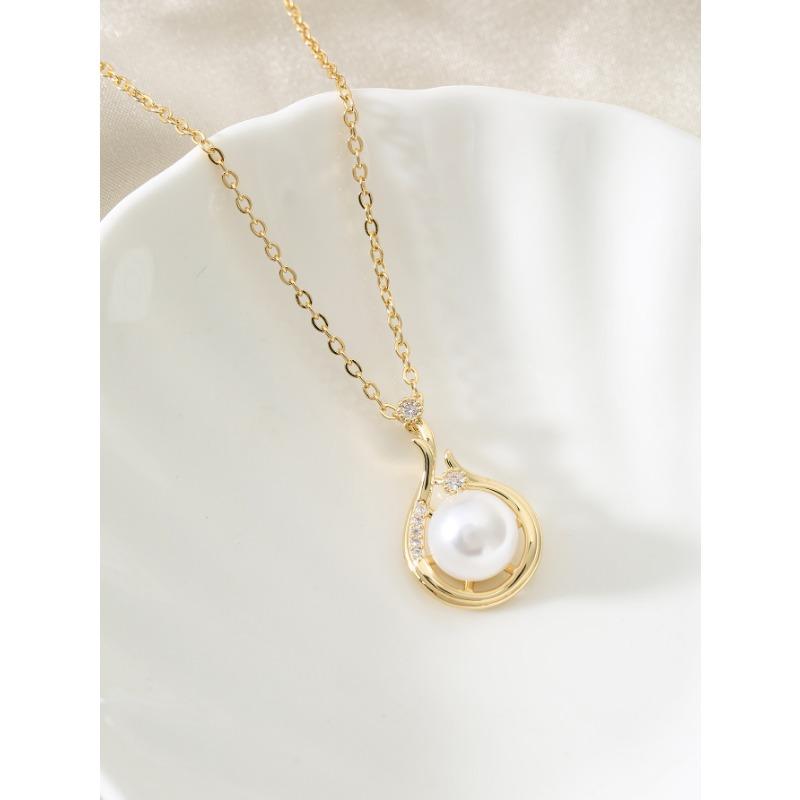 Imitation Pearl Fashion Simple Women's Pendant Necklace High-end Niche Design Round Clavicle