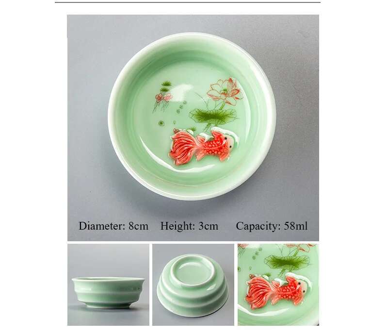 Chinese  Tea Cup Porcelain Celadon Fish Tea cup Set Teapot Drinkware Ceramic China Kung Fu Tea Set Ceramic cup Chinese