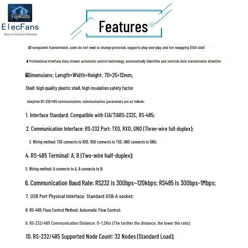 

USB to RS232/RS485 Serial Communication Module CH340 Adapter