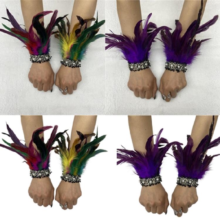 Elegant Feather Wrist Cuffs for Women Photography for Medieval Feather Bracelet Halloween Cosplay and Evening Dresses