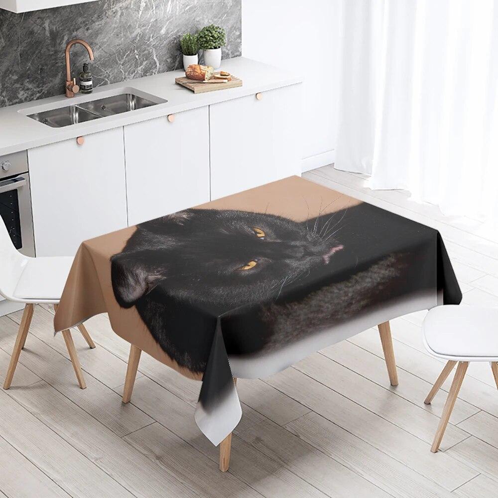 Black Cat Tablecloth Funny   With Glasses Party Restaurant Banquet Decoration Waterproof Home Table