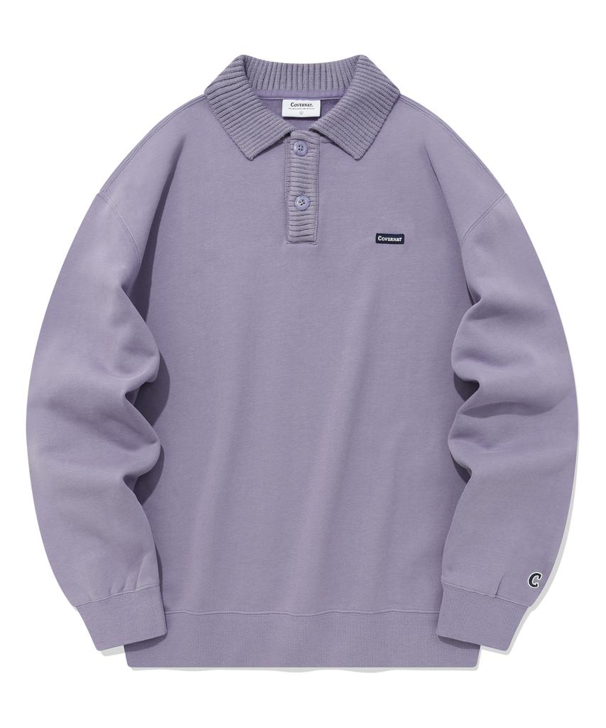 COVERNAT Knit Collared Sweatshirt Lavender