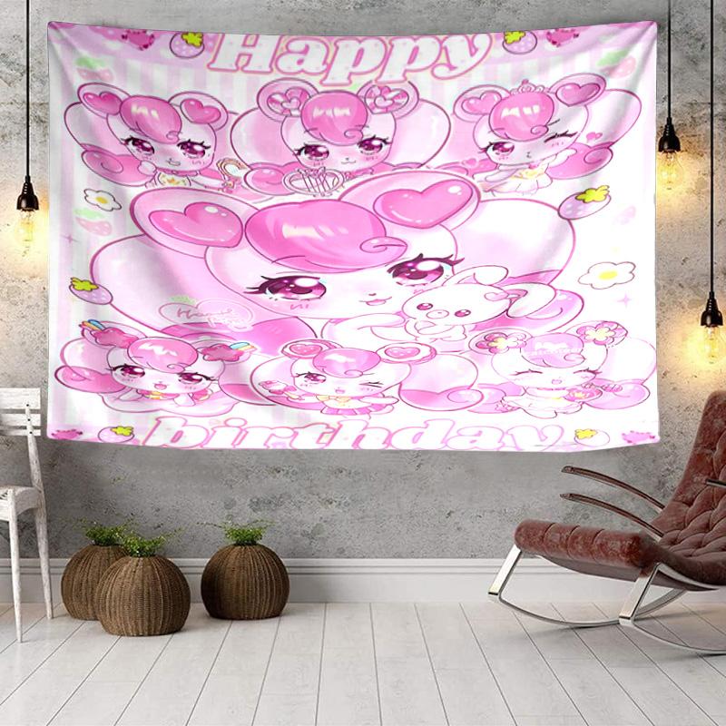Pink Heartsping Fantasy World Tapestry, Unique Design Tapestry, Wall Decor for Bedroom,Livingroom, Playroom,Heartwarming Fan Holiday Gifts