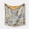 53CM Twill Silk Scarves Women Big City Print Square Scarves Wraps Bandana Small Hijab Foulards Ladies Tie Headband Neckerchief
