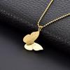 Elegant Gold Titanium Steel Women's Necklace with White Shell, Zircon, and Monogram Tassel