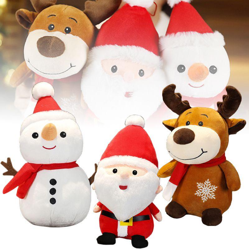 Cute And Cuddly Christmas Plush Santa Elk Snowman Doll Ideal For Holiday Decor