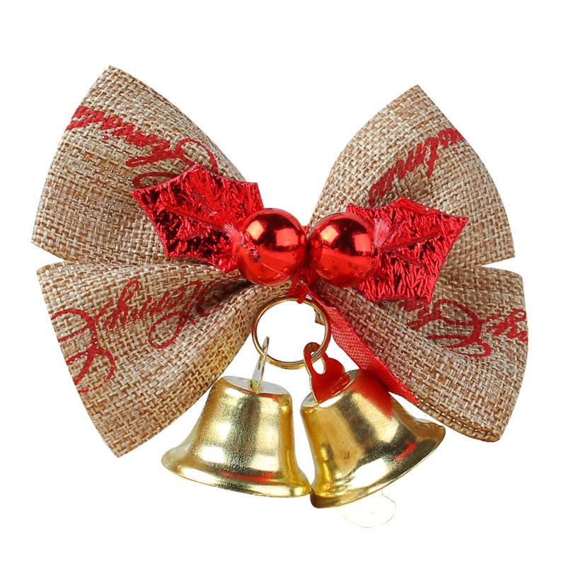 Cangyan Christmas Burlap Bow Bell Tree Decoration Mini Pendant Props