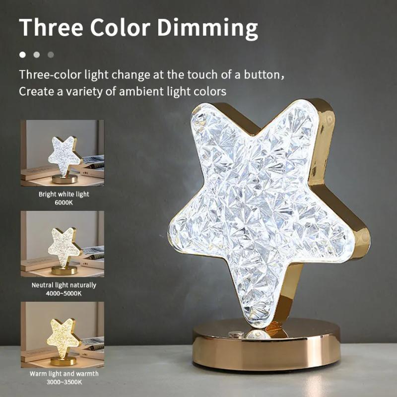 Bedroom Crystal Touch Dimming Night Light Girls Room Home Decor Aesthetics USB Bedside LED Ambient Table 3d Moon Lamp
