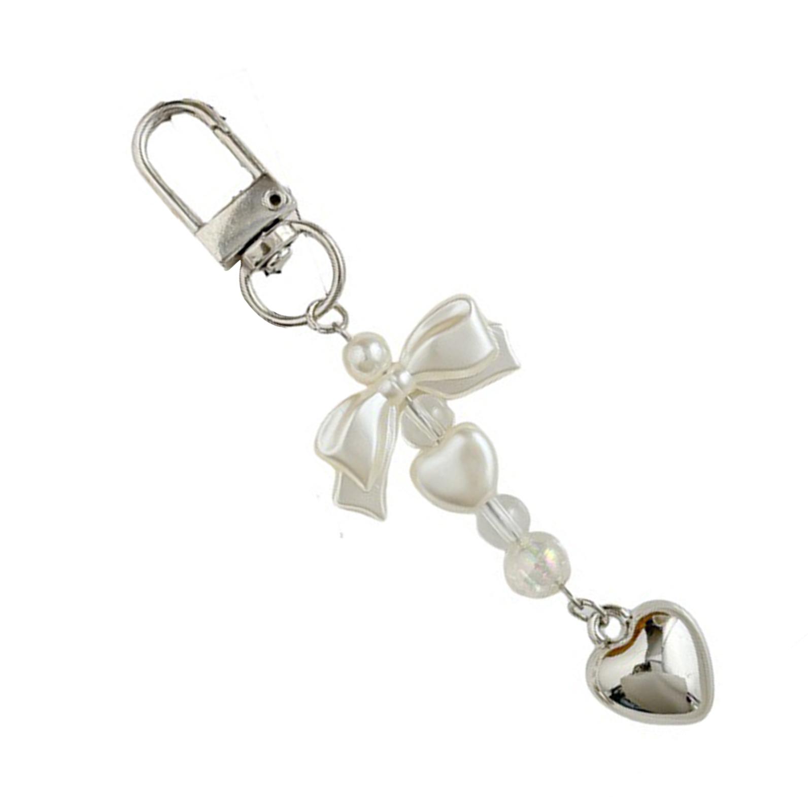 

Цепочка для телефона с бантом в виде сердца, модная цепочка для ключей с бантом в виде сердца, ремешок для телефона для повседневного использования молодыми женщинами A белый