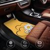 4pcs Yellow Background Heart & Daisies Printed Car Floor Mats Kit, Durable & Elegant, Front & Rear Full Coverage Auto Interior A