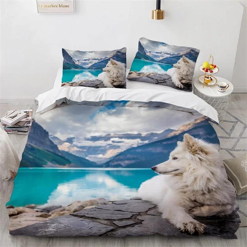 3D Wild Animal Duvet Cover Moon And Wolf Bedding Set Microfiber Galaxy Comforter Cover King Full For Kids Teens Boys Room Decor