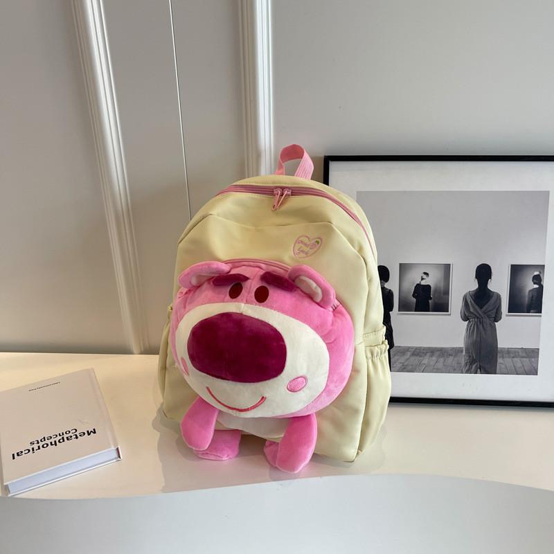 2023 New Canvas Large Capacity Double Shoulder Backpack Cartoon Trendy Cute Pink Girl Bag Tide