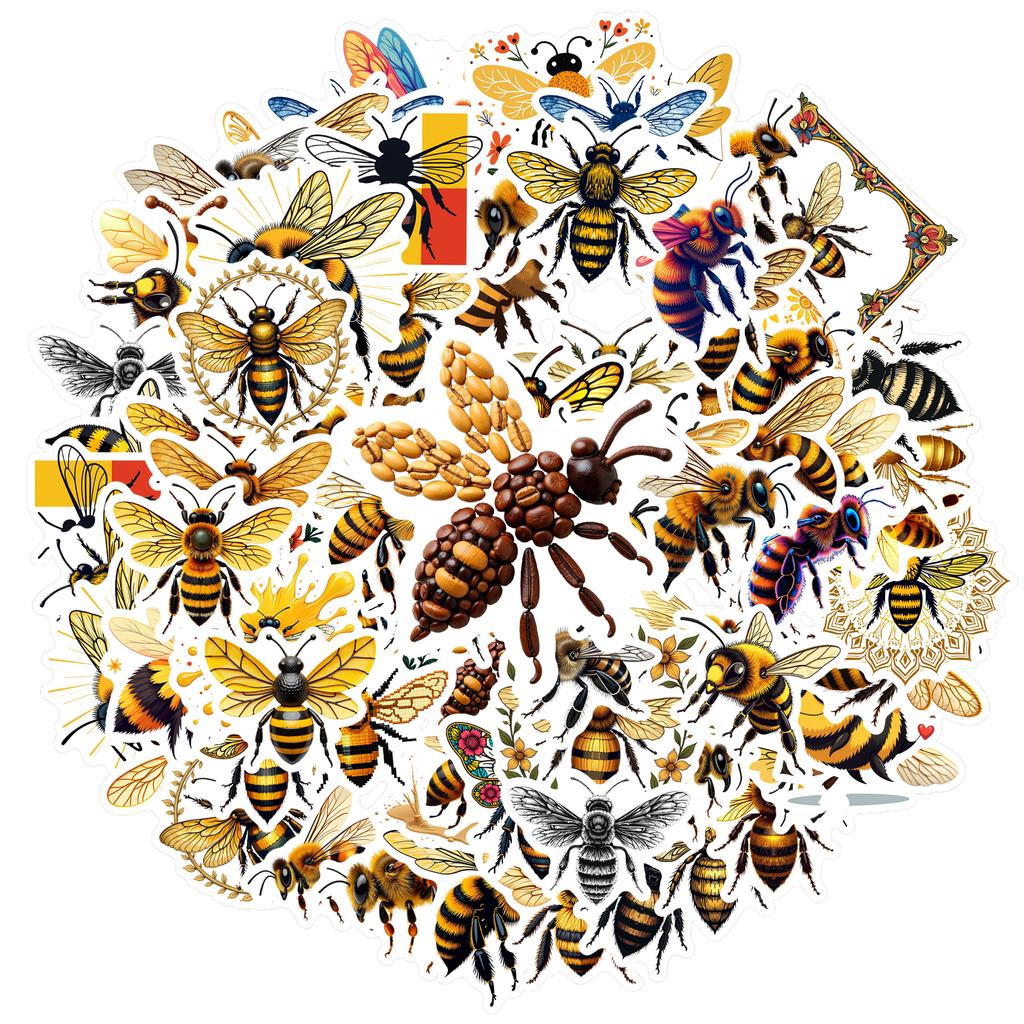 35-70pcs Bee Stickers Spring Summer Insect Graffiti Sticker Diy Skateboard Diary Laptop Decals Stationery Stickers