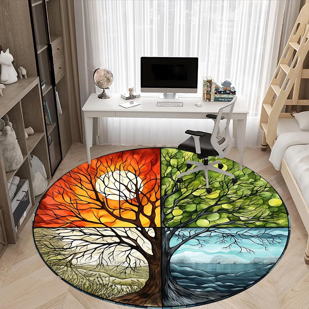 1pc Seasonal Tree Stained Chair Carpet for Office, , Non-slip carpet, Very suitable for offices, farmhouses,Outdoor carpet yy251120074