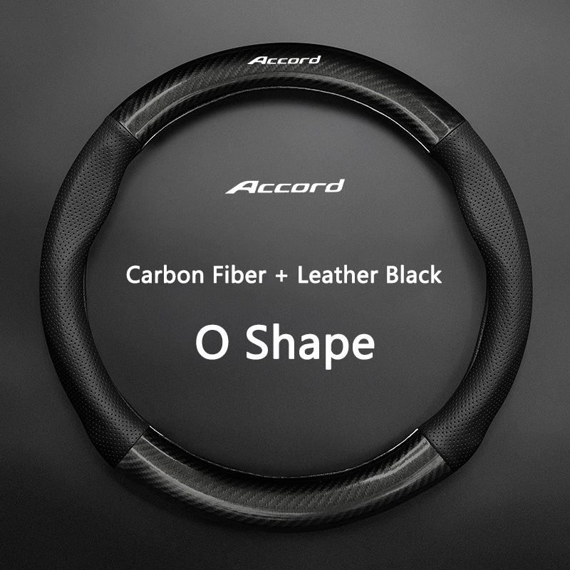 

38cm Round Car Steering Wheel Cover Carbon Fiber PU Leather Non-slip Case For Honda Civic FIT CRV Accord Jazz Pilot HRV Passport