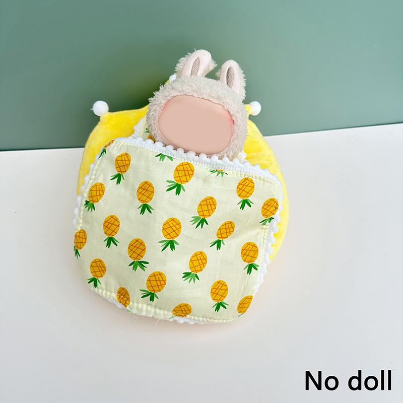 Yatak Takımı 3 Parça Set Yastık+Yastık+Battaniye 17Cm Vinil Labubu Bebek için Uyku Tulumu Bebekler Hariç Bebek Aksesuarları