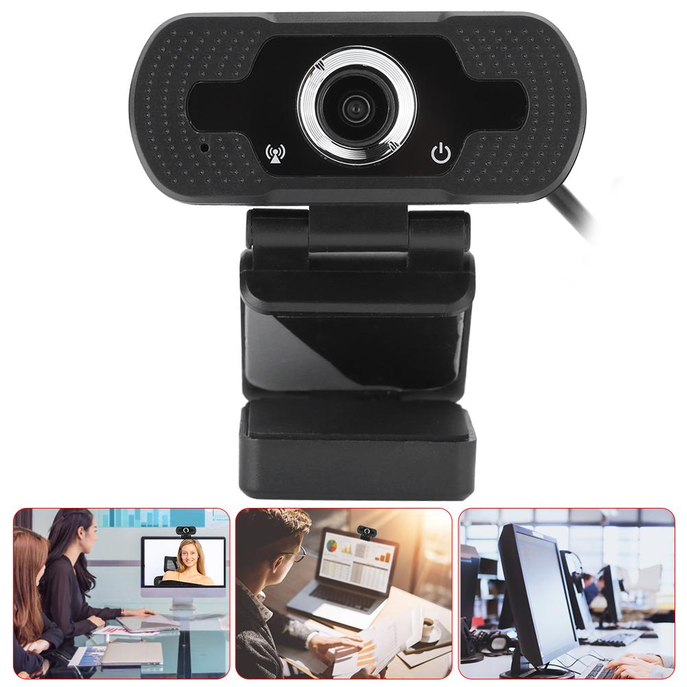 Webcam Computer Camera with Microphone for PC Laptop Desktop Video Call W8 1080P Black