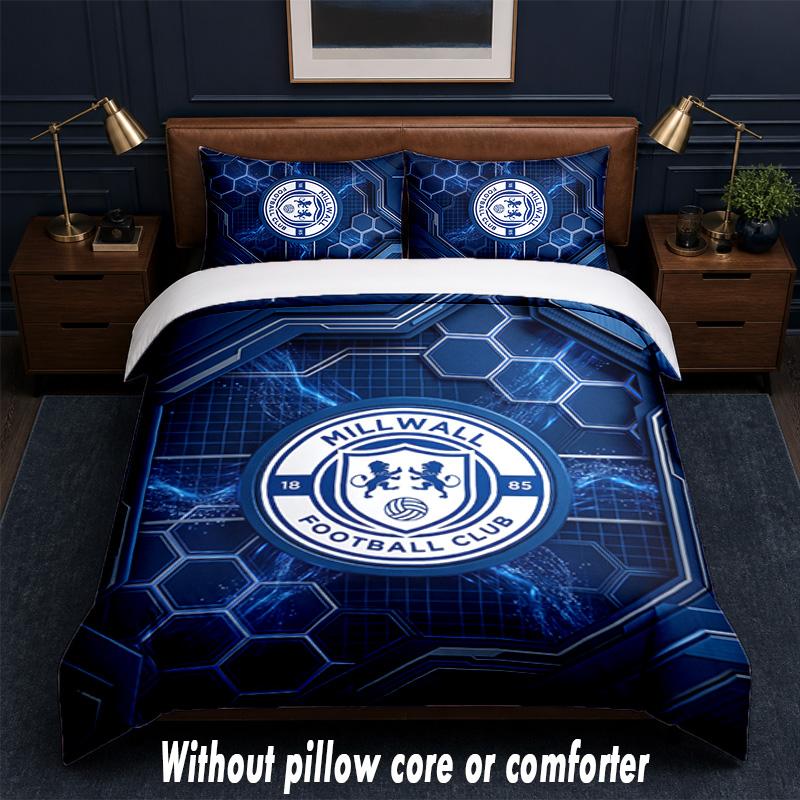Millwall Football Design Bed Bedding Set 1 Duvet Cover + 2 Pillowcases Soft Breathable Household Bed Linens