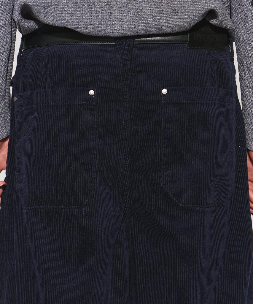Weseullihyuseuteon Corduroy Deep Tuck Semi Balloon Pants Dark Navy
