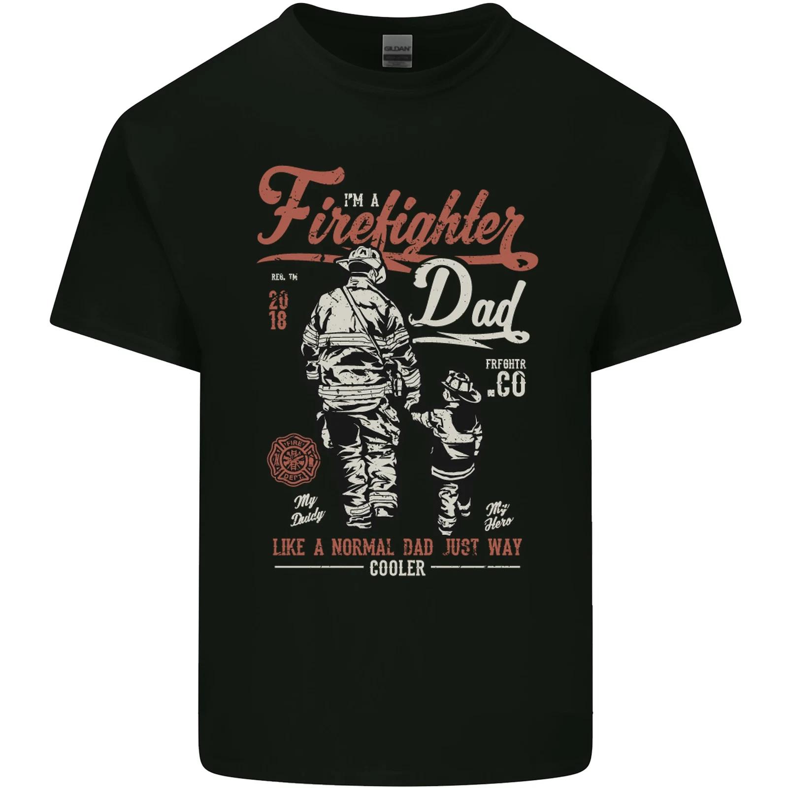 Firefighter Dad Fathers Day Fireman Kids T-Shirt Childrens XL