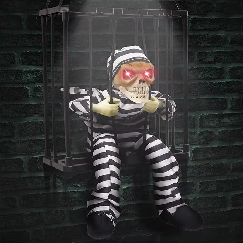 Halloween Hanging Ghost Toys Prisoners Cage Ghosts Screaming Talking Let Me To Go Out Play Pranks Talking Props Ghost Pendant