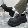 big size mens casual business wedding formal dress shoes lace-up black white platform shoe original leather footwear gentleman
