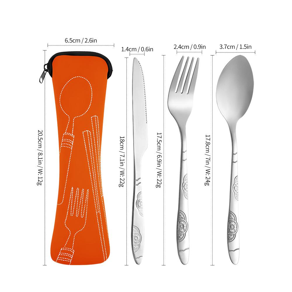 Compact Stainless Steel Cutlery Set: Spoon, Fork, Chopsticks, Knife - Ideal for Outdoor Travel