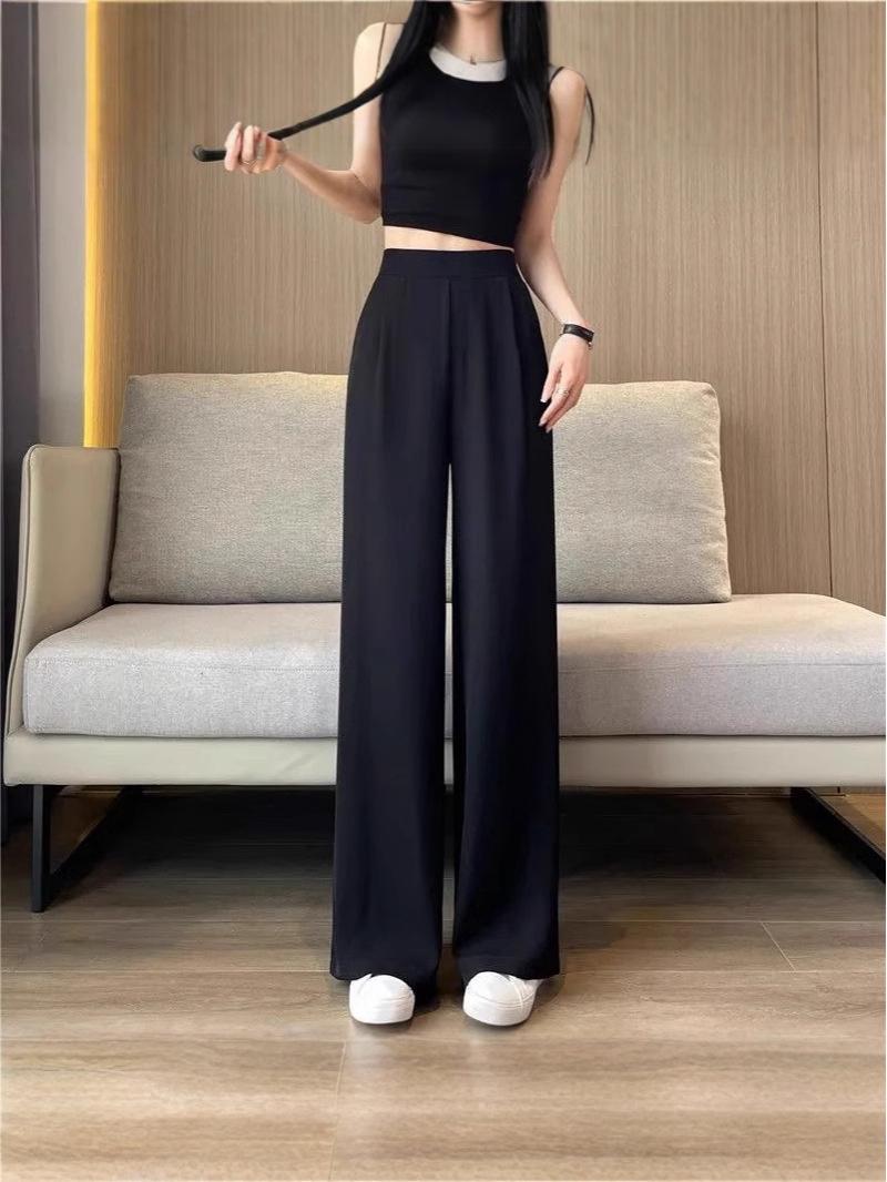 

Маленькие брюки-палаццо из майлара и ледяного шелка, лето 2025, с высокой посадкой, повседневного дизайна прямого кроя. 4XL