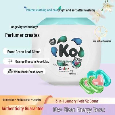 KO 3-in-1 Laundry Pods: Sterilization, Softening, Antibacterial Cleaning with Long-lasting Freshness.