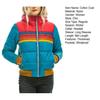 Yousheng Winter-Baumwollmantel mit Taschen Coloblock Reißverschluss Kapuze Gefüttert Winddicht Strickjacke Kurzer Typ Elastische Bündchen und Saum Baumwolljacke
