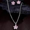 Rhodium Plated Silver Toned American Diamond Studded Floral Shaped Pendant Chain With Earrings Jewellery Set For Women And Girls
