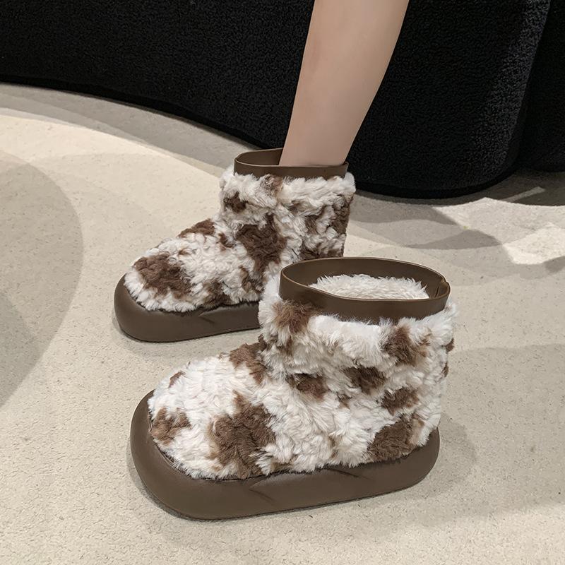 New Style Cotton Shoes with Thick-soled Heels, Anti-slip Cotton Shoes and Fleece Snow Boots for Women