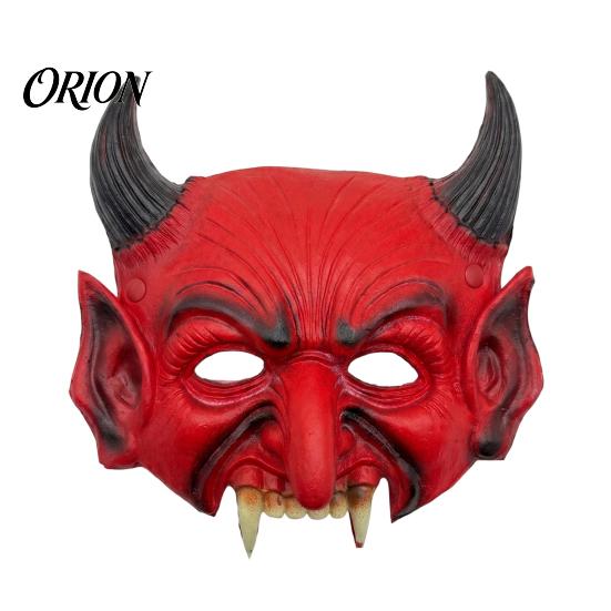 Durable Horror Cosplay Masque Halloween Demon Foam Masque, Red Devil Scary Half Face for Cosplay, Costume, Masquerade Party Accessories Non Fading
