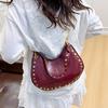 Shoulder Bag for Women Rivet Punk Underarm Bag PU Leather Studded Clutch Purse Trendy Hobo Purse for Work Travel Shopping CLE