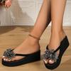 Dressy Womens Sandals Women Sandals Fashionable Bow Decoration Cute Pattern Flip Flop Wedge Summer Casual Chaussure Femme