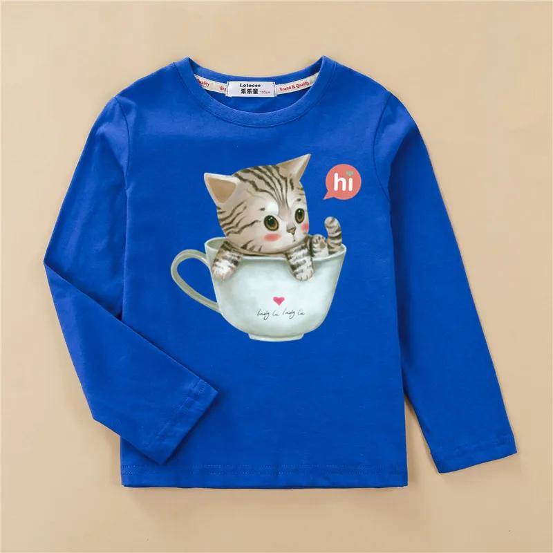 Kid Long Sleeves T-Shirt Fashionable Creativity Cartoon Kitty Cute Cat Print Autumn Casual Sports Versatile Comfortable Loose T-Shirt