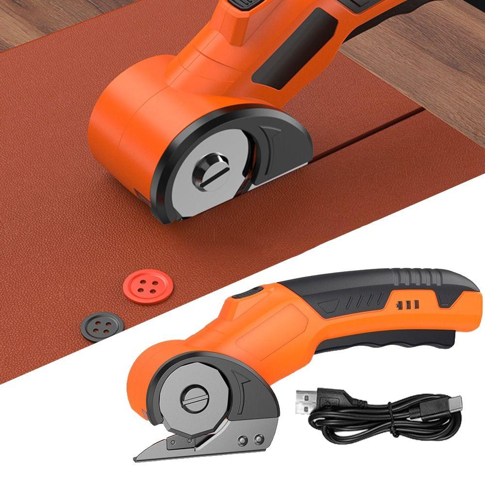 Safety Lock Electric Shears Fast Cutting Quiet Operation Rotary Scissors Comfortable Grip Non-slip Handle Leather Cutting Tool