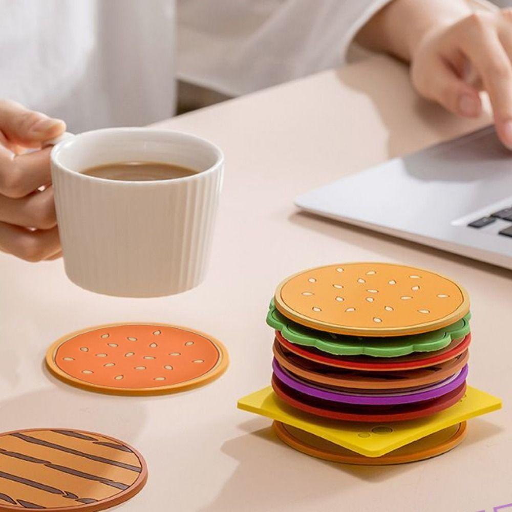 6/9/12pcs Creative Hamburger Coaster Cute Cup Pad Table Decoration Insulation Mat  Gift