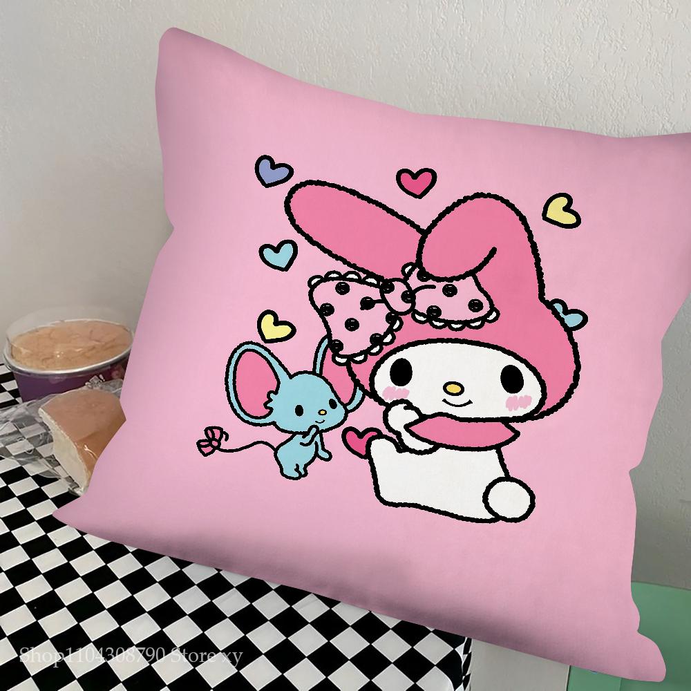

Cartoon My Melody Pillow Case Fashion Square Pillowcase Bedroom Sofa Room Ins Decoration Leisure Cushion Cover 40x40 16x16Inch