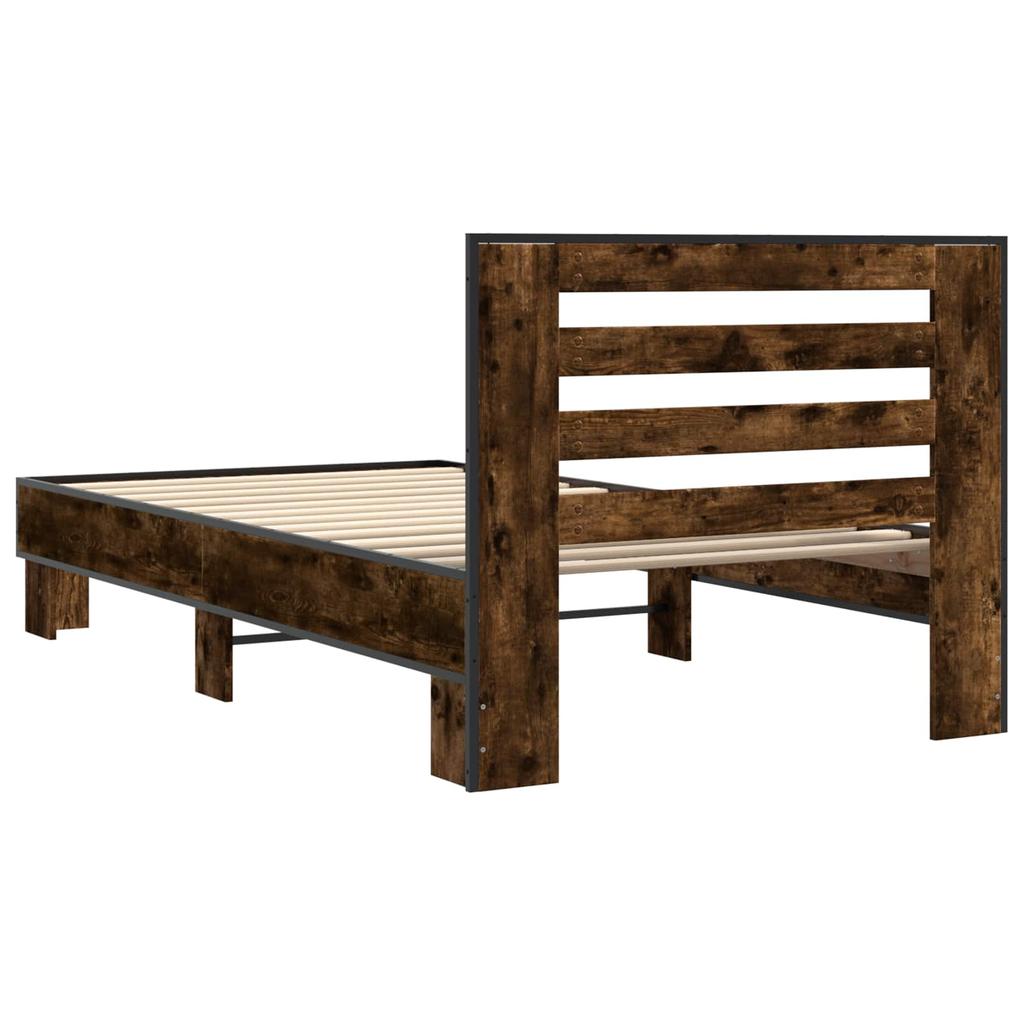 Bed Frame with Headboard Smoked Oak 80 x 200 cm