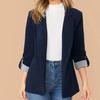 Women's Turn Down Collar Blazer Jacket Slim Fit Casual Solid Color Work Office Outerwear