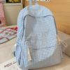 Schoolbag casual large capacity backpack ins style fashion girl Korean version plaid simple college student schoolbag travel backpack