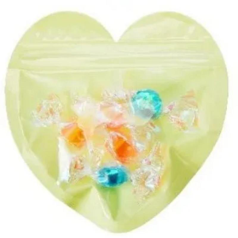 5/10/20PCS Colored PVC Heart-shaped Jewelry Self Sealing Bag Wedding Christmas Love Gift Sealed Bag Candy Packaging Bag