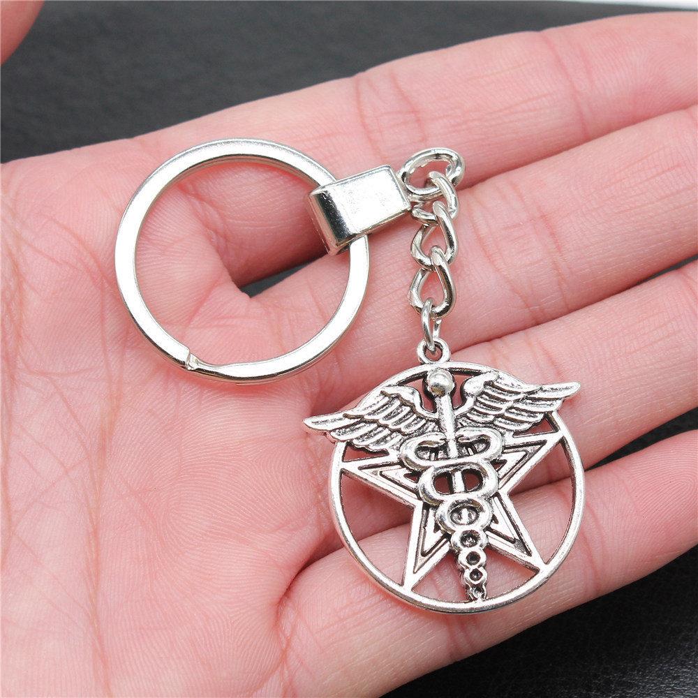 Dinosaur Animal Prehistoric Creature Pendant Antique Bronze Metal Keychain with 30mm Ring for Women High Quality