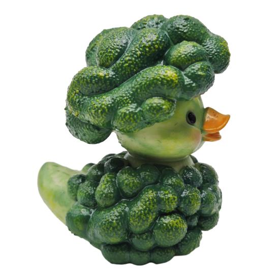 Broccoli Duck Ornament, Resin Veggie Ducks Figurine, Cute Vegetable Duck Decoration for Office Desk Bedroom Living Room Balcony Car Accessories Unique