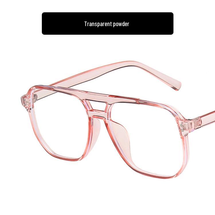 Retro Large Frame Double Bridge Anti-Blue Light Reading Glasses with Clear Lenses