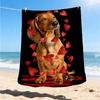 1pc Heart Dog Print Outdoor Flannel Blanket , Machine Washable Perfect Gift for Birthday , Holiday Travel Accessory , Durable Material